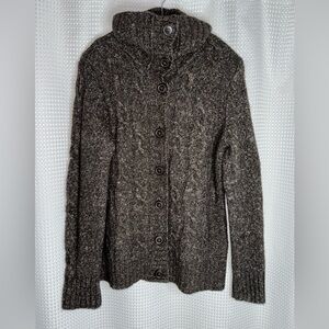 Women’s L.L. Bean‎ wool blend brown knit buttoned Cardigan size Large